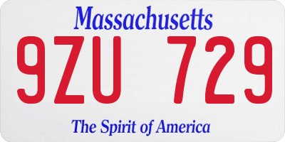MA license plate 9ZU729