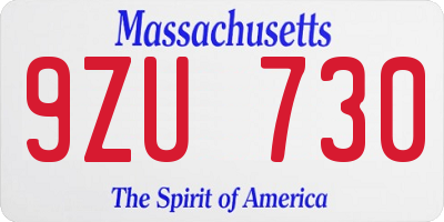 MA license plate 9ZU730