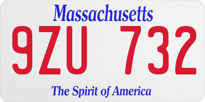MA license plate 9ZU732