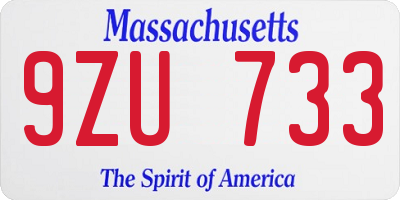 MA license plate 9ZU733