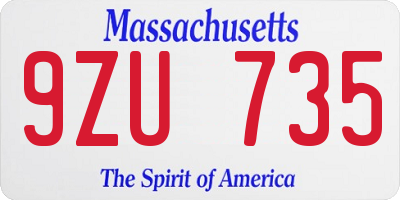 MA license plate 9ZU735