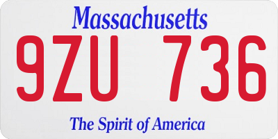 MA license plate 9ZU736