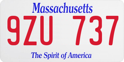 MA license plate 9ZU737