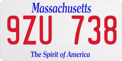 MA license plate 9ZU738