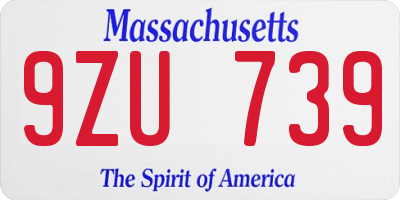 MA license plate 9ZU739
