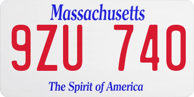 MA license plate 9ZU740