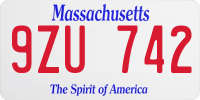 MA license plate 9ZU742