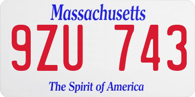 MA license plate 9ZU743