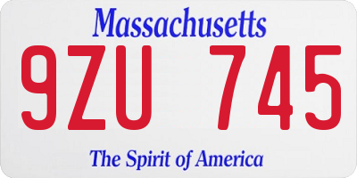 MA license plate 9ZU745