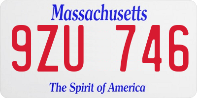 MA license plate 9ZU746