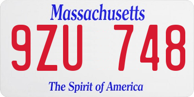 MA license plate 9ZU748