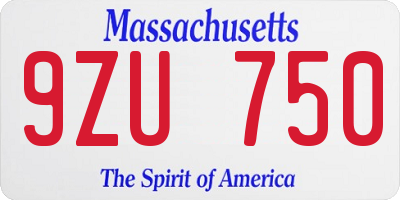 MA license plate 9ZU750