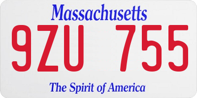 MA license plate 9ZU755