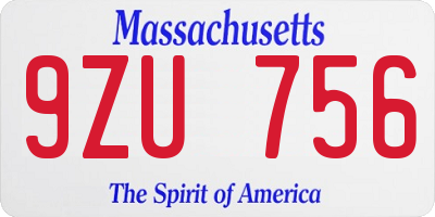 MA license plate 9ZU756