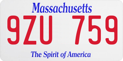 MA license plate 9ZU759
