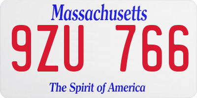 MA license plate 9ZU766