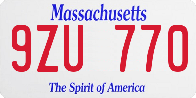 MA license plate 9ZU770