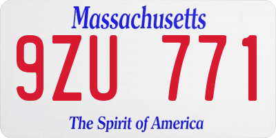 MA license plate 9ZU771