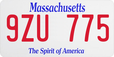 MA license plate 9ZU775