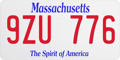 MA license plate 9ZU776