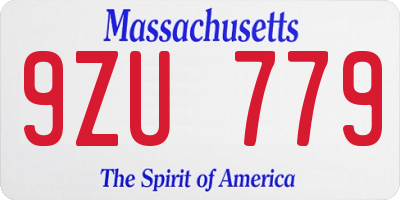 MA license plate 9ZU779