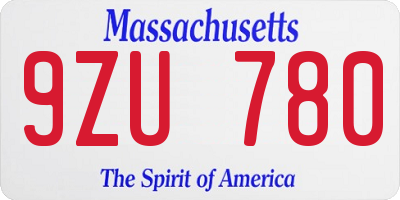 MA license plate 9ZU780