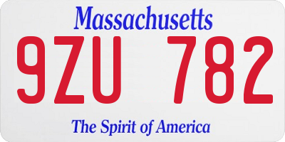 MA license plate 9ZU782