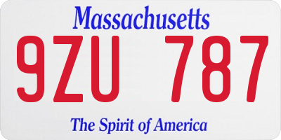 MA license plate 9ZU787