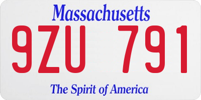 MA license plate 9ZU791