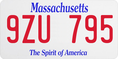 MA license plate 9ZU795