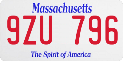 MA license plate 9ZU796