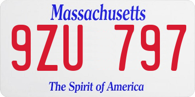 MA license plate 9ZU797