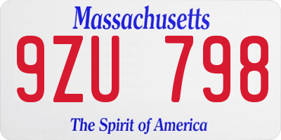 MA license plate 9ZU798