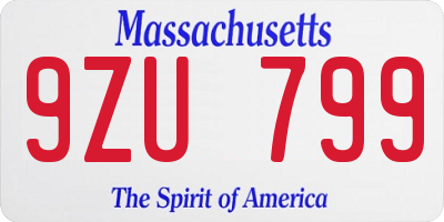 MA license plate 9ZU799