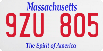 MA license plate 9ZU805