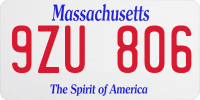 MA license plate 9ZU806