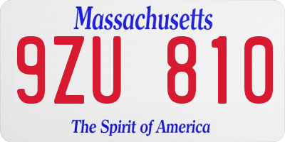 MA license plate 9ZU810