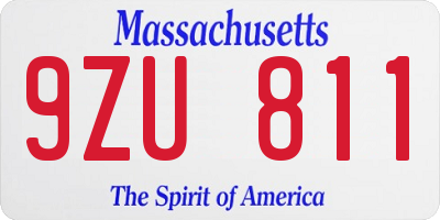 MA license plate 9ZU811