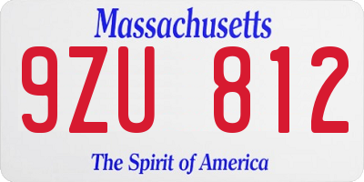 MA license plate 9ZU812