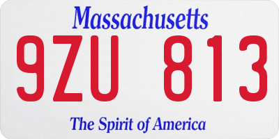 MA license plate 9ZU813