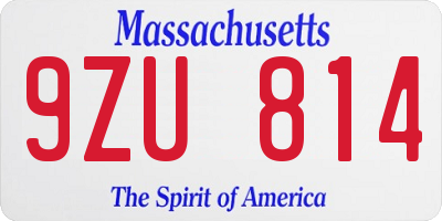MA license plate 9ZU814
