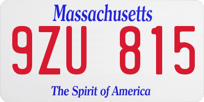 MA license plate 9ZU815