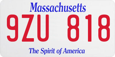 MA license plate 9ZU818