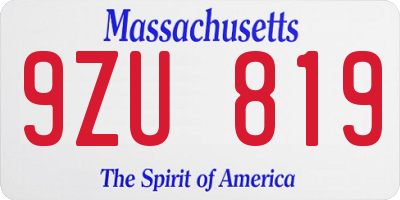 MA license plate 9ZU819