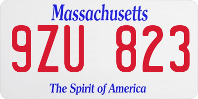 MA license plate 9ZU823