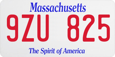 MA license plate 9ZU825