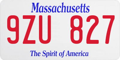 MA license plate 9ZU827