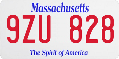 MA license plate 9ZU828