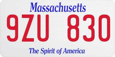MA license plate 9ZU830
