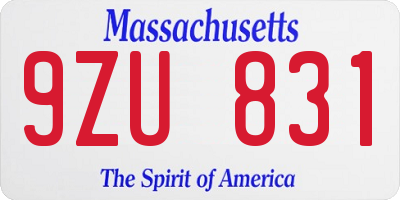 MA license plate 9ZU831